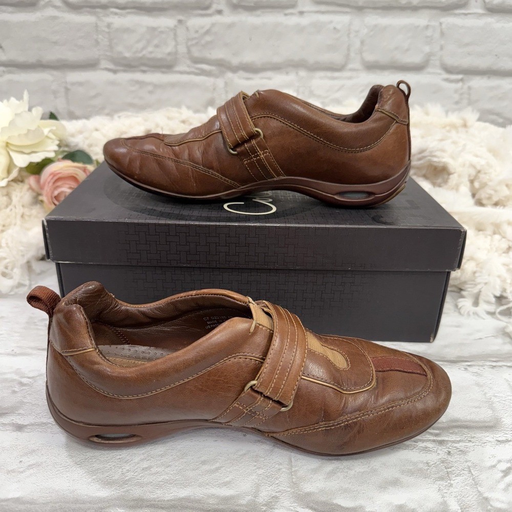 Cole Haan Air Keegan Slip On Brown Leather Sneakers Shoes Strap Woman's Sz 6 B